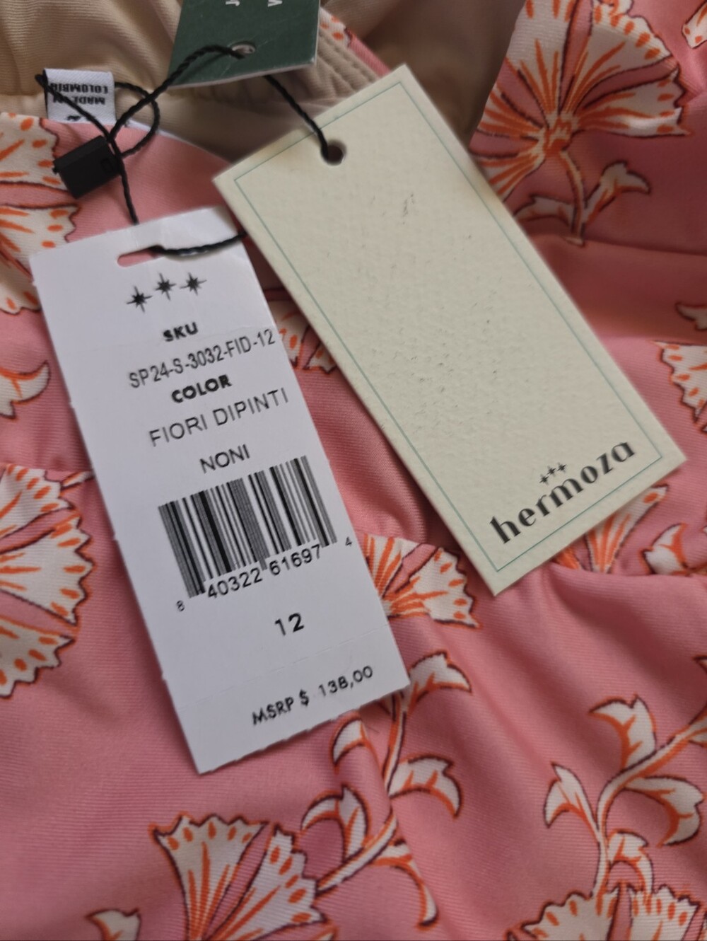 Hermoza Women's Onepiece Fiori Dipinti Noni Swimsuit Size 12 - Picture 3 of 3